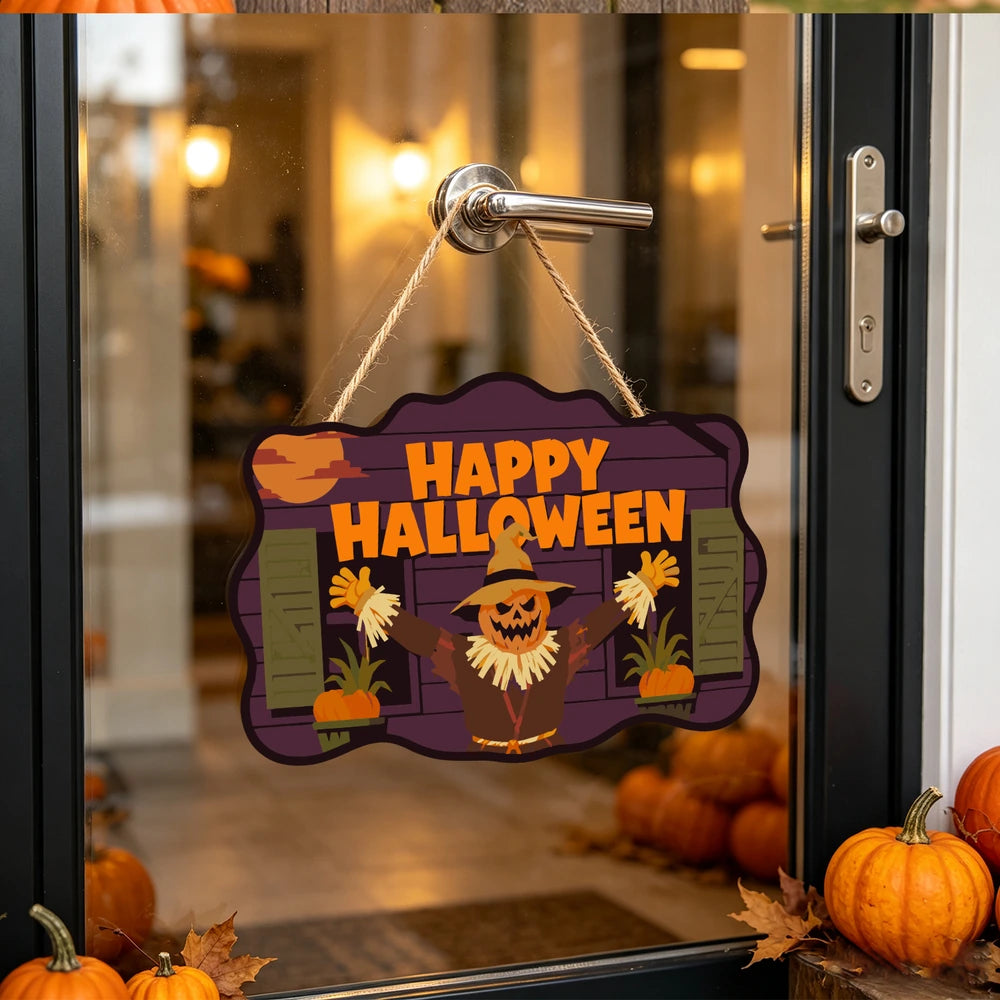 Paint by Numbers - Wooden Door Hanger | Happy Halloween Scarecrow at the Barn