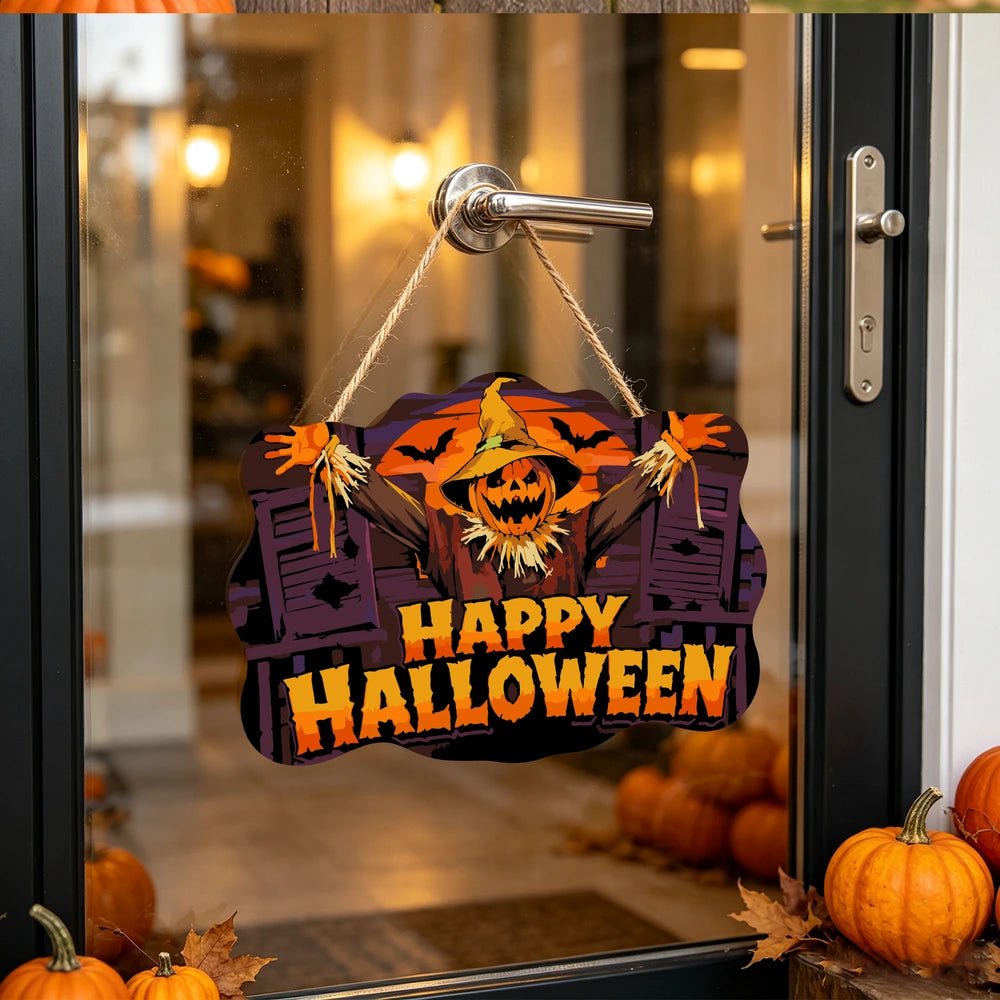 Paint by Numbers - Wooden Door Hanger | Happy Halloween Scarecrow at the Window