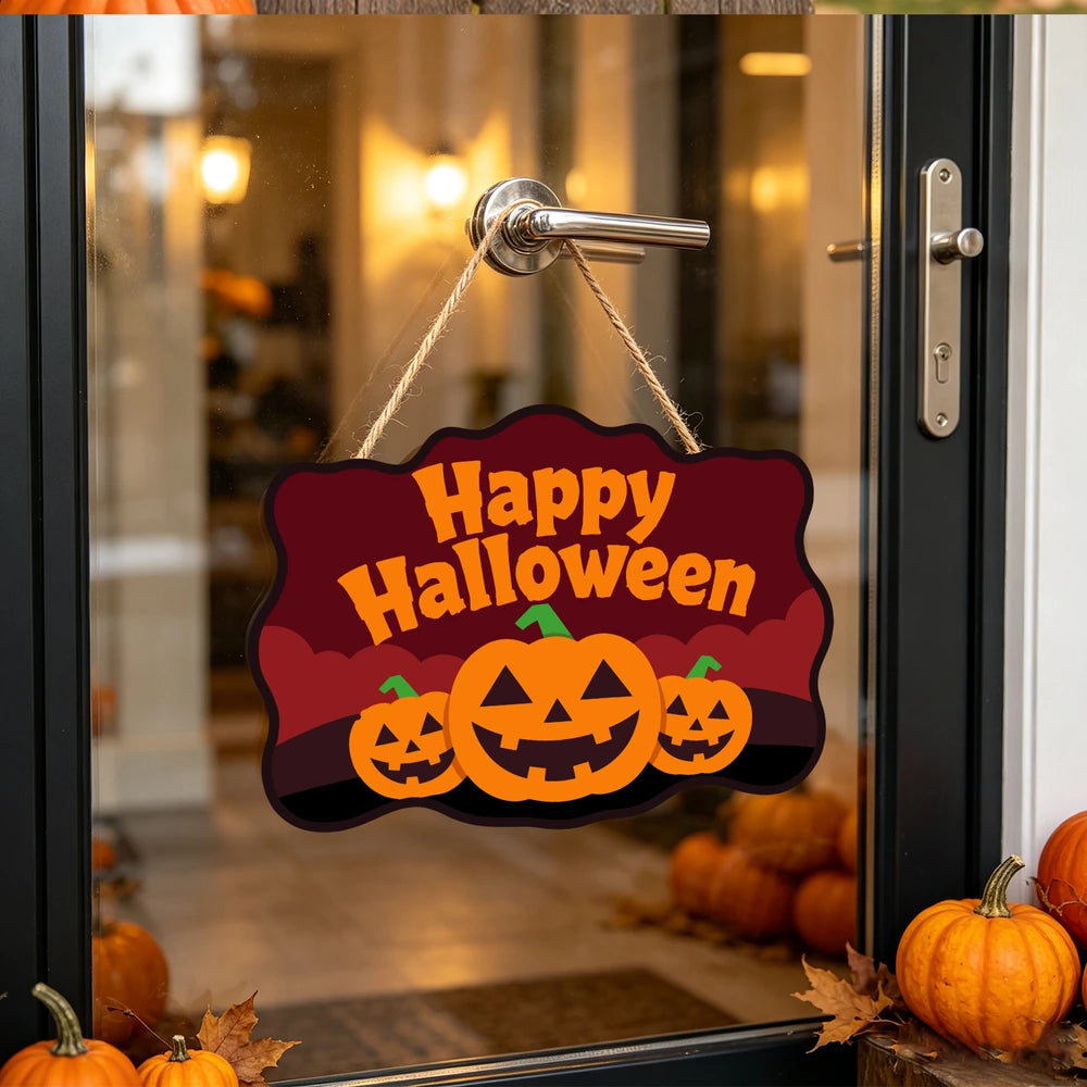 Paint by Numbers - Wooden Door Hanger | Happy Halloween Three Pumpkins