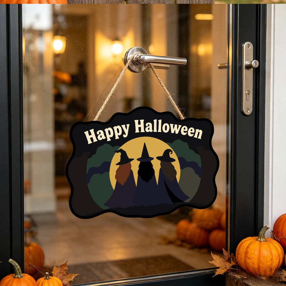 Paint by Numbers - Wooden Door Hanger | Happy Halloween Three Witches