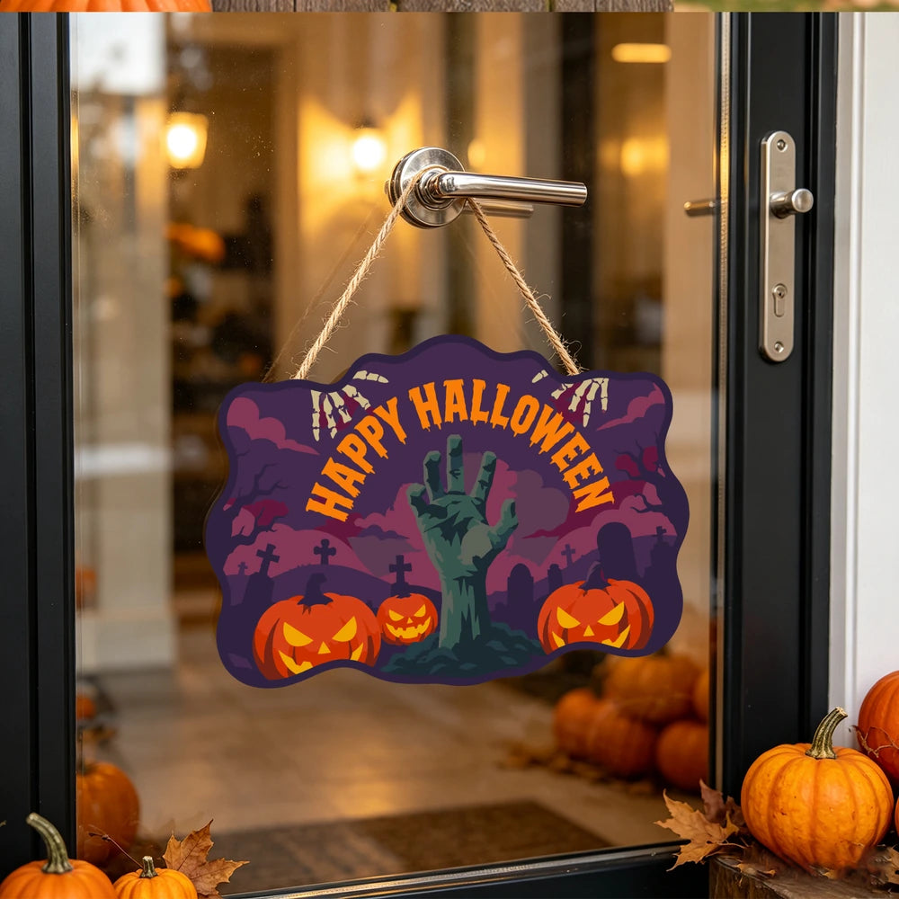 Paint by Numbers - Wooden Door Hanger | Happy Halloween Zombie Hand