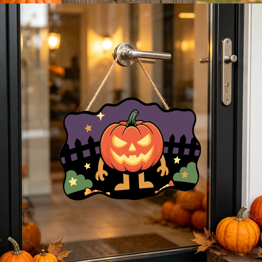 Paint by Numbers - Wooden Door Hanger | Jack-o'-Lantern Man on the Fence