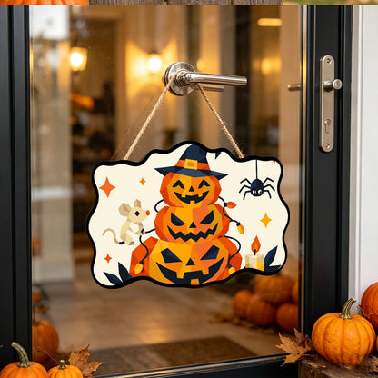 Paint by Numbers - Wooden Door Hanger | Jack-o'-Lantern Tower with a Mouse