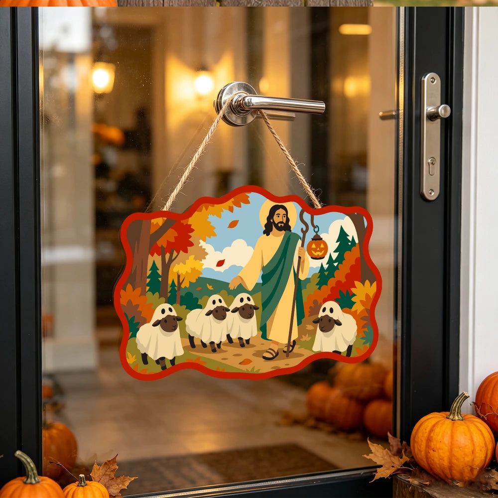 
Paint by Numbers - Wooden Door Hanger | Jesus the Shepherd with a Lantern