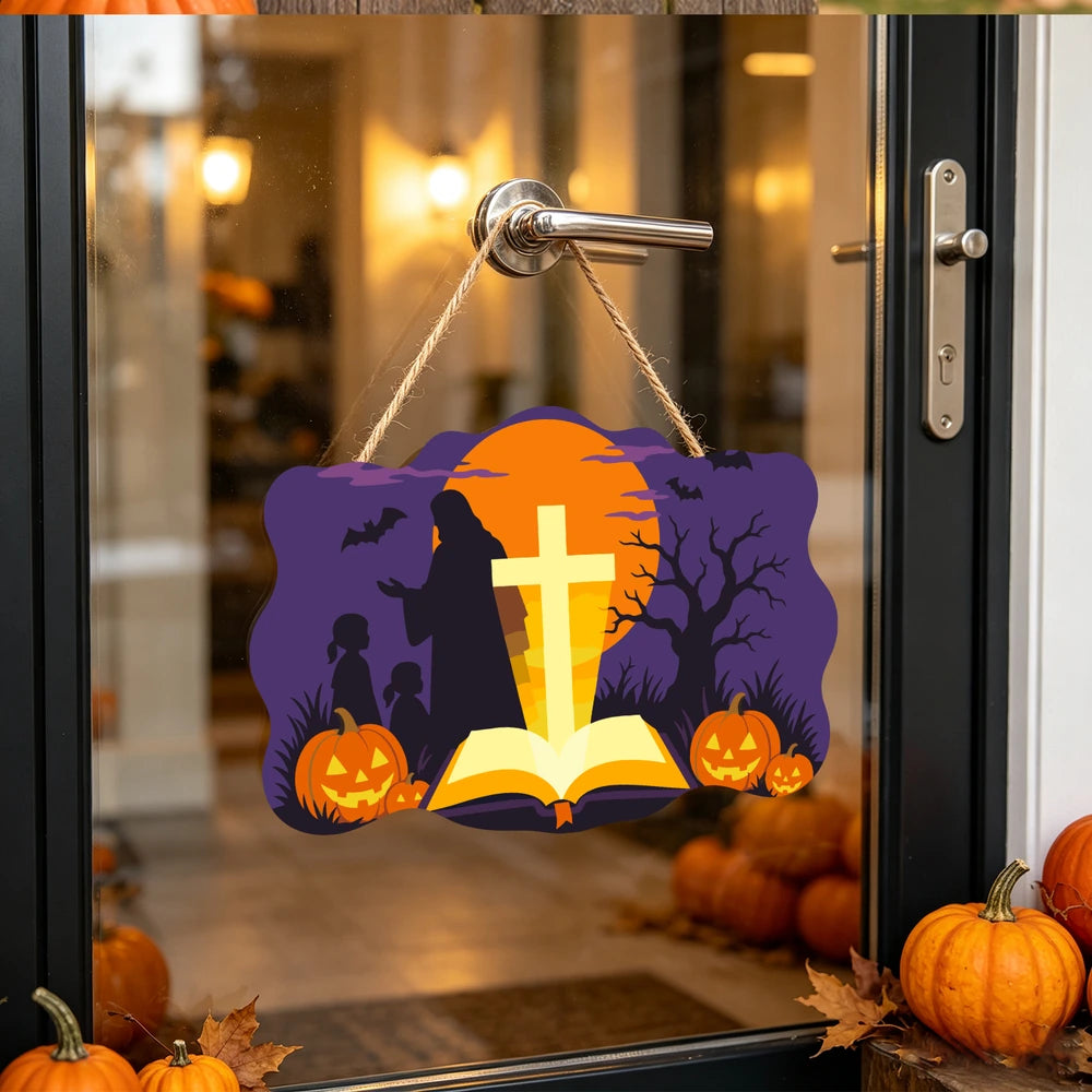 Paint by Numbers - Wooden Door Hanger | Jesus with Children and the Golden Cross