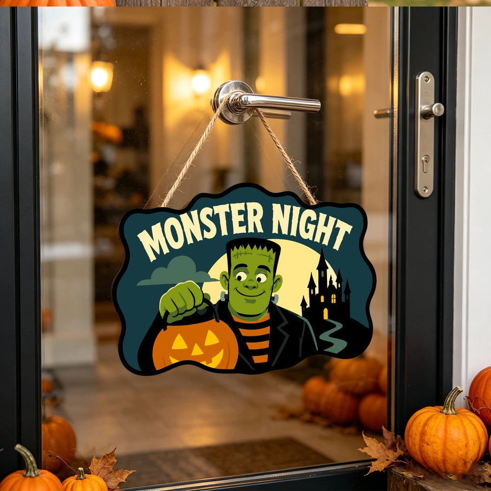 Paint by Numbers - Wooden Door Hanger | Monster Night