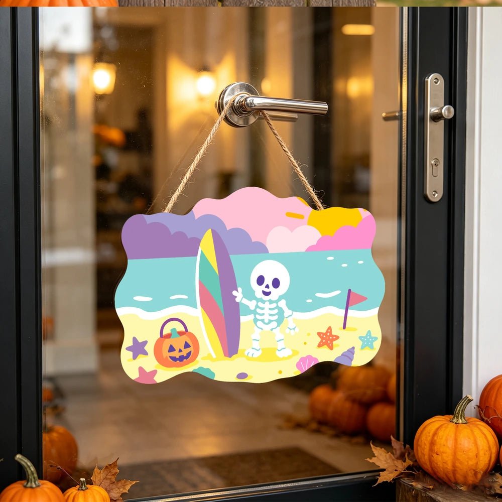 Paint by Numbers - Wooden Door Hanger | Skeleton at the Beach