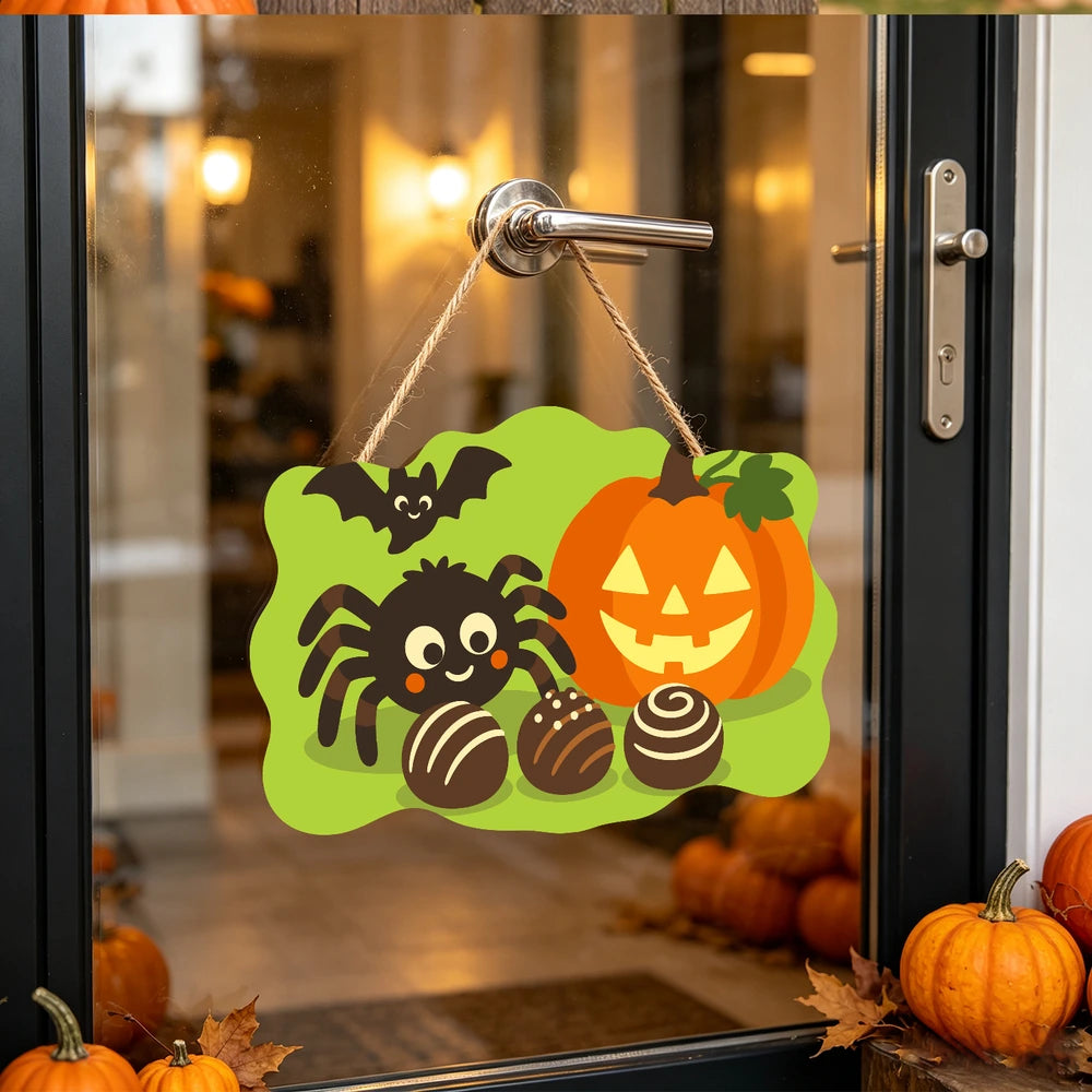 Paint by Numbers - Wooden Door Hanger | Spider with Chocolate Treats