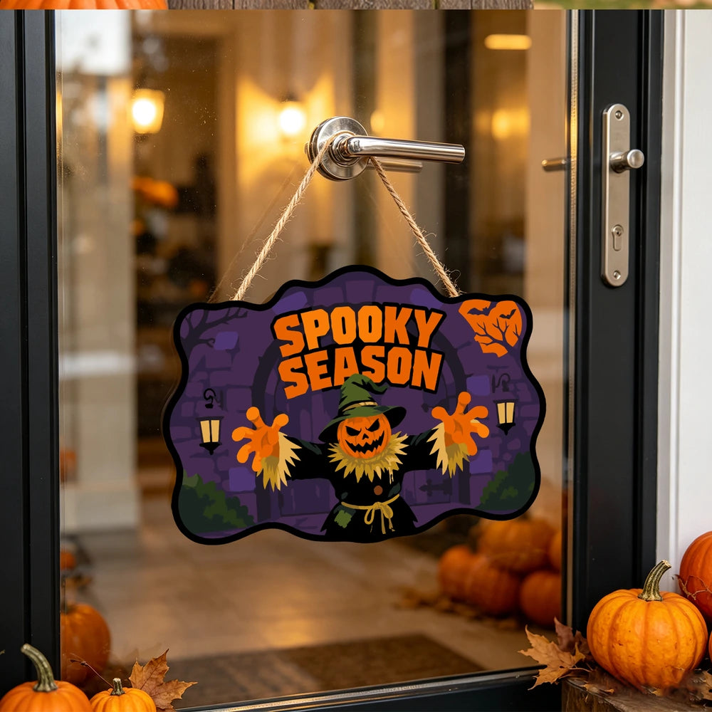 Paint by Numbers - Wooden Door Hanger | Spooky Season Pumpkin Scarecrow