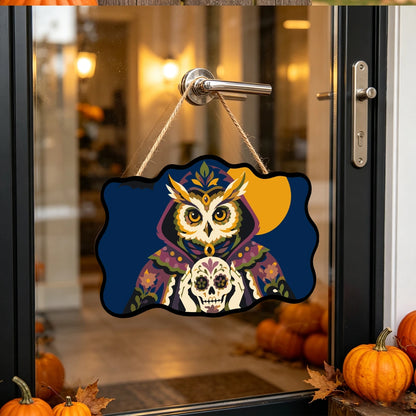 Paint by Numbers - Wooden Door Hanger | Sugar Skull Owl in a Hood