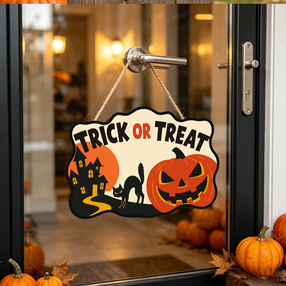 Paint by Numbers - Wooden Door Hanger | Trick or Treat Pumpkin Path