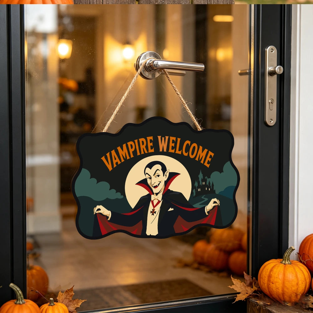 Paint by Numbers - Wooden Door Hanger | Vampire Welcome