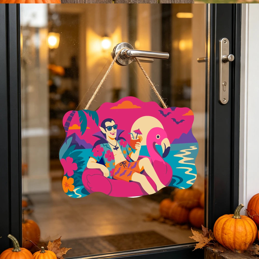 Paint by Numbers - Wooden Door Hanger | Vampire on a Flamingo Float