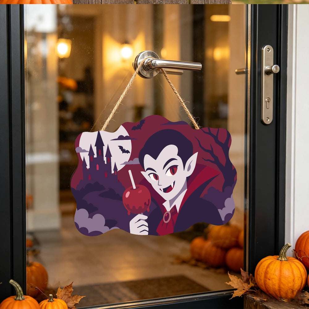 Paint by Numbers - Wooden Door Hanger | Vampire with a Candy Apple