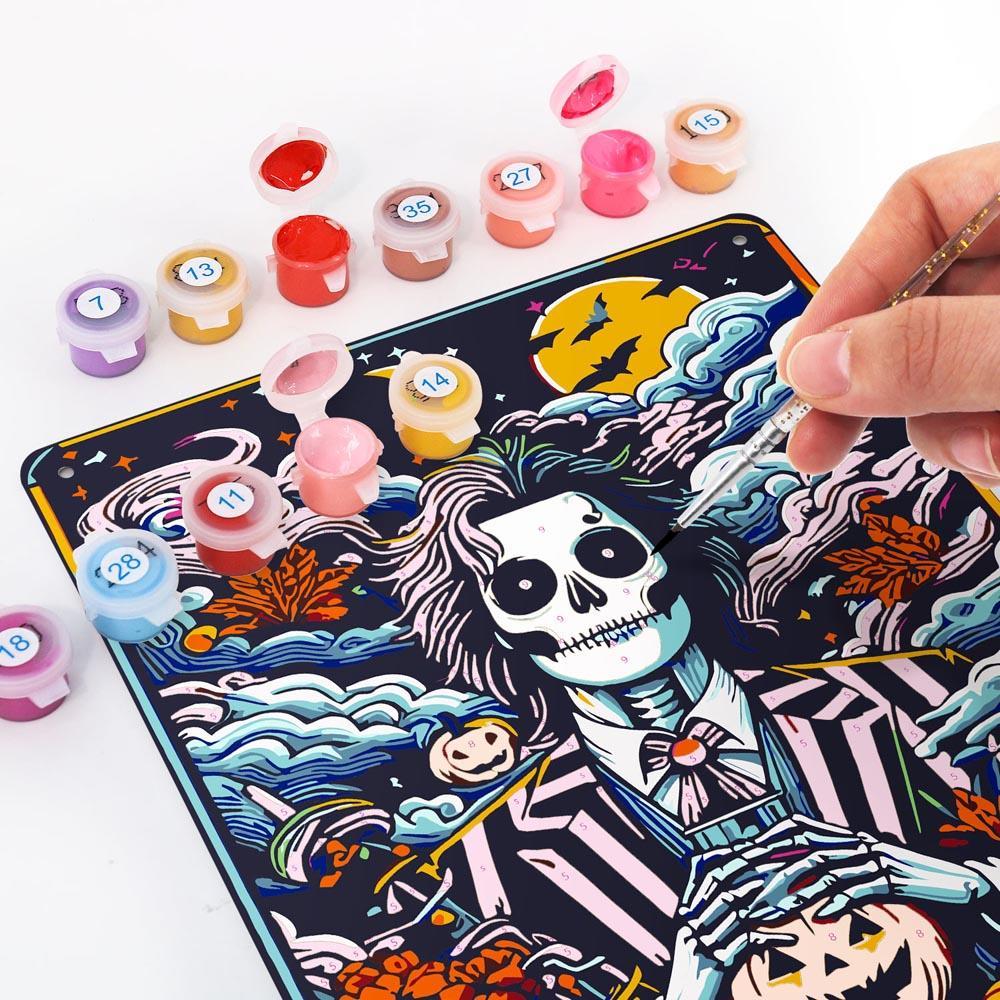Paint by Numbers – Halloween Skeleton Art | The Trickster Pumpkins