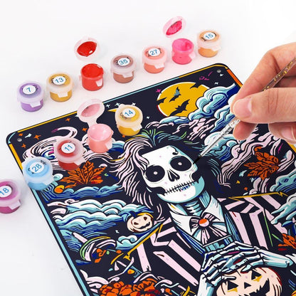 Paint by Numbers – Halloween Skeleton Art | The Trickster Pumpkins