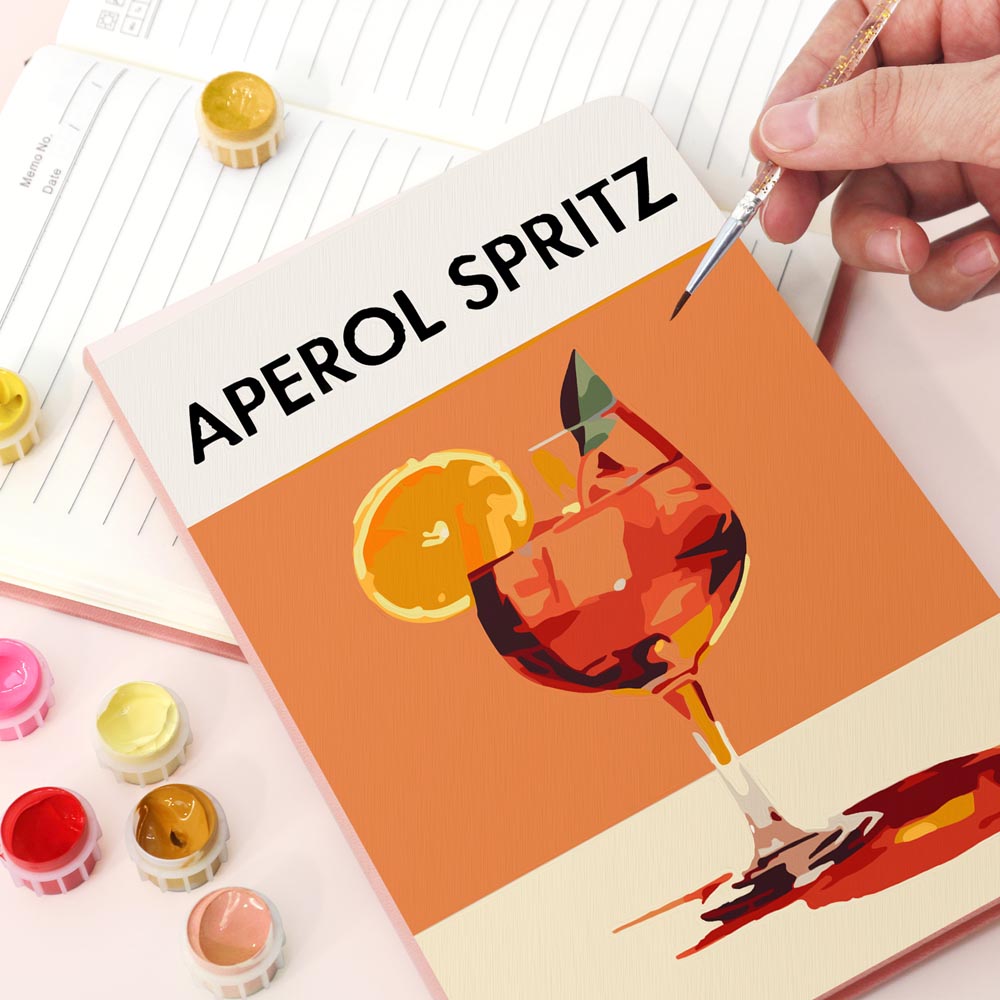 
Paint by Numbers Hardcover Journal Notebook - Aperol Spritz Cocktail
