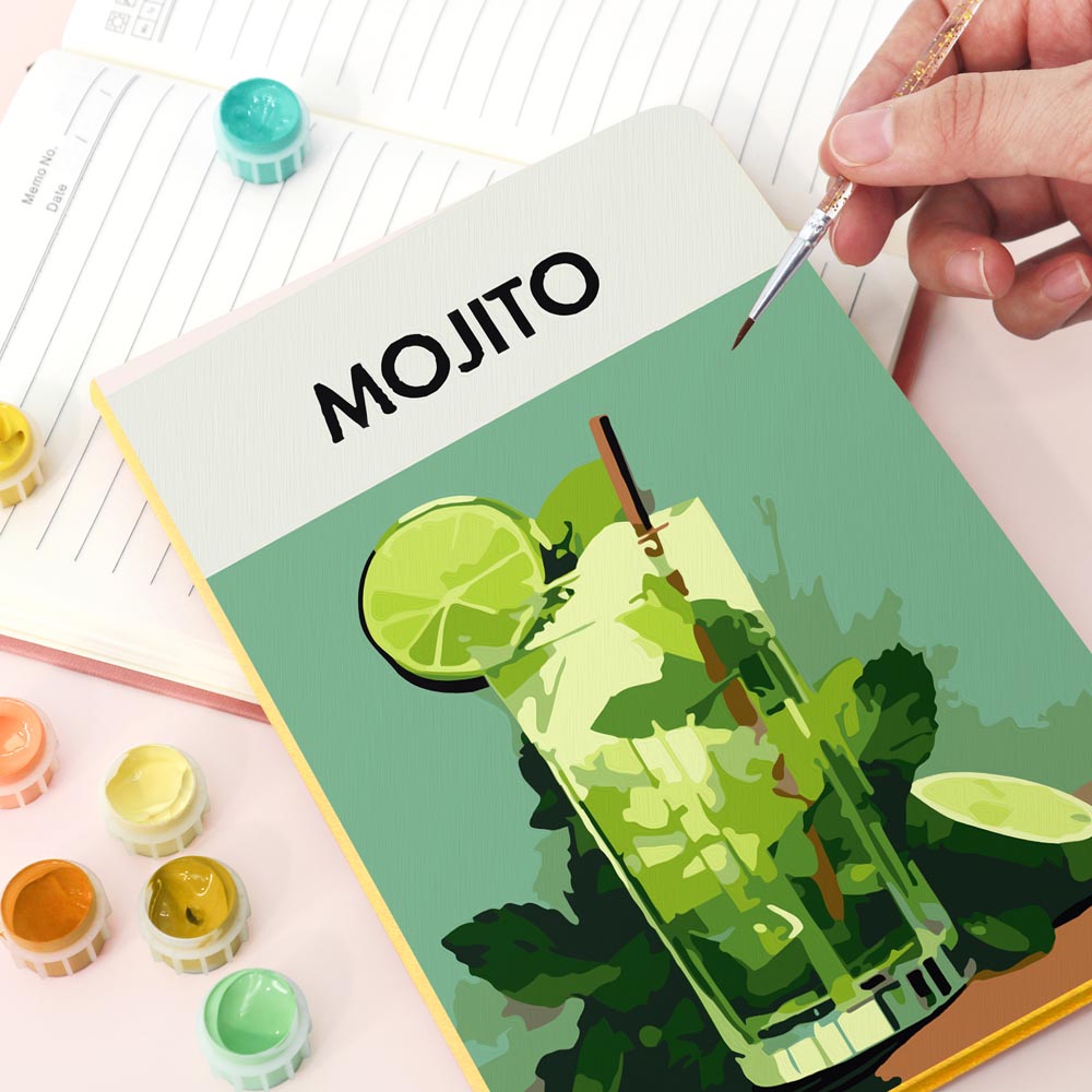 Paint by Numbers Hardcover Journal Notebook - Mojito Cocktail
