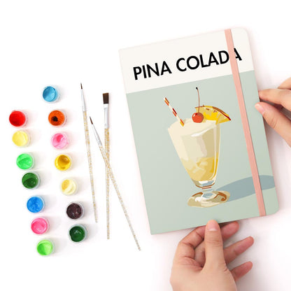 Paint by Numbers Hardcover Journal Notebook - Pina Colada Cocktail