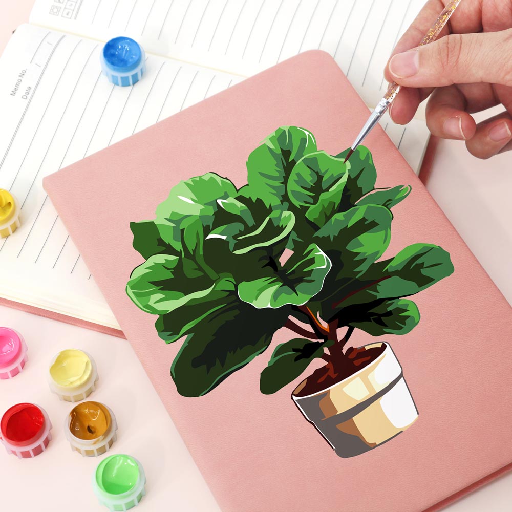 Paint by Numbers Hardcover Journal Notebook - Potted Plant