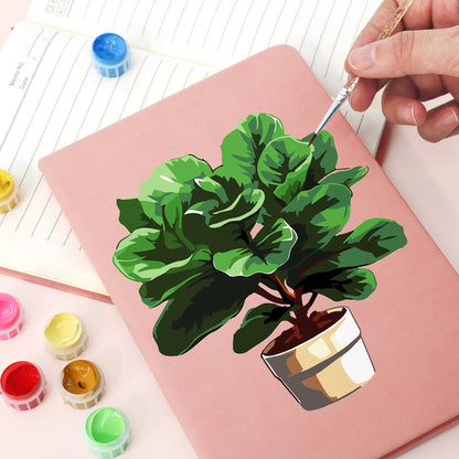 Paint by Numbers Hardcover Journal Notebook - Potted Plant