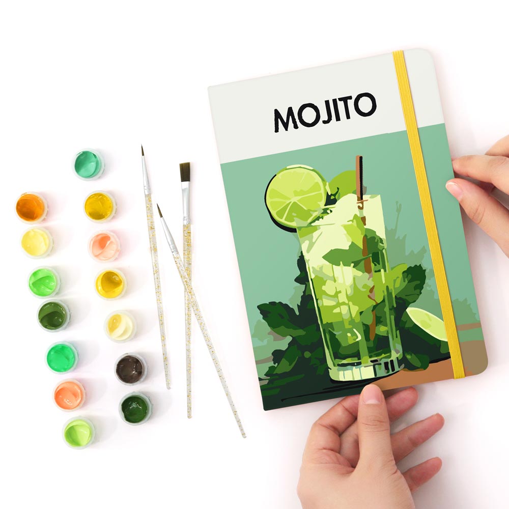 Paint by Numbers Hardcover Journal Notebook - Mojito Cocktail