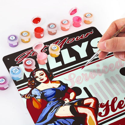 Paint by Numbers – Vintage Metal Wall Art | Willys Jeep Sales & Service Pin-up