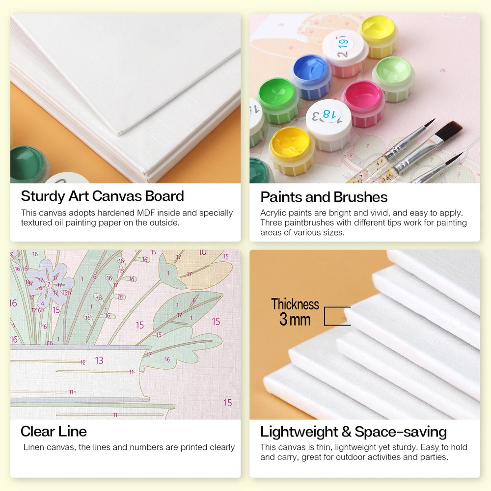 Paint by Numbers – 6 Mini Paintings | Books and Flowers Hexagons (Hexagon)