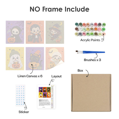 Paint by Numbers – 6 Mini Paintings | Chibi Halloween Costumes Set