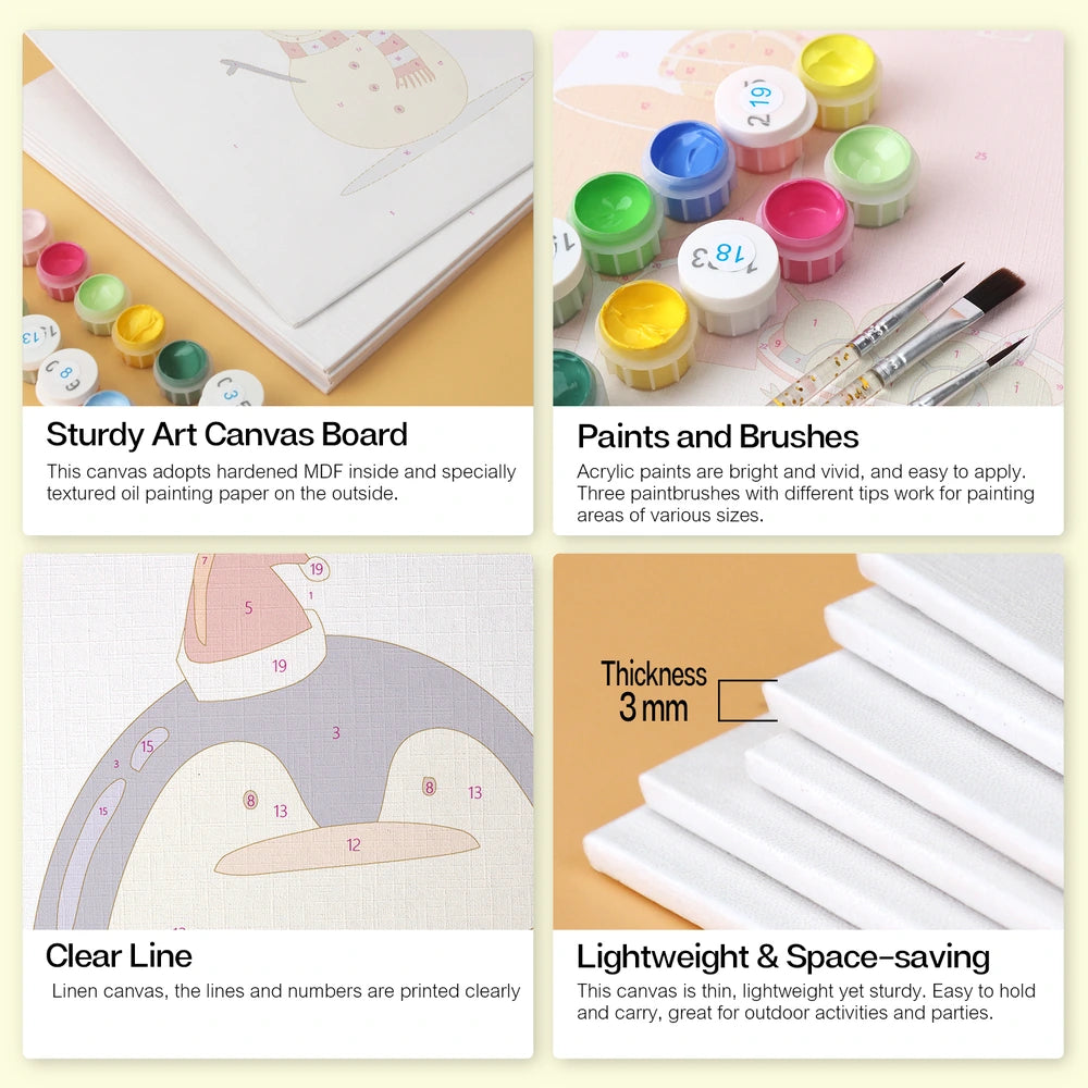 Paint by Numbers – 6 Mini Paintings | Christmas Toy Figures (Square)