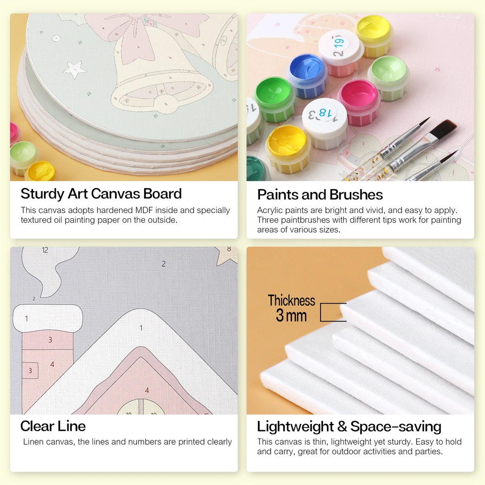 
Paint by Numbers – 6 Mini Paintings | Classic Christmas Rounds (Round)