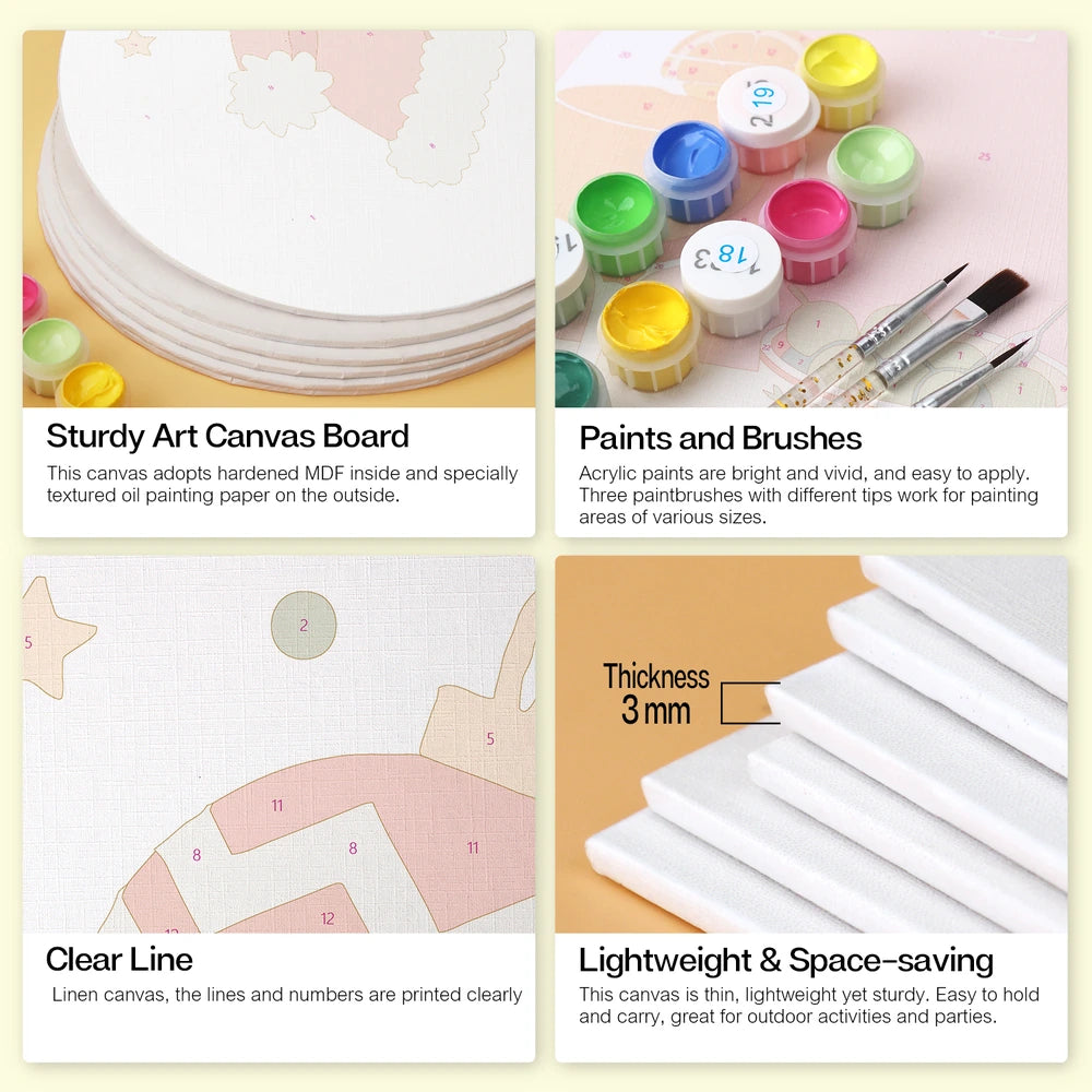 
Paint by Numbers – 6 Mini Paintings | Classic Christmas Symbols (Round)