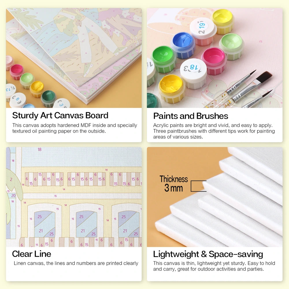 
Paint by Numbers – 6 Mini Paintings | European Holiday Postcards (Square)