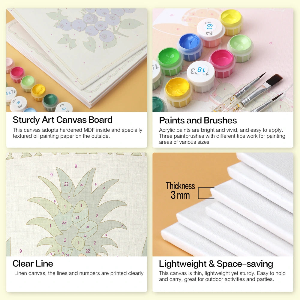 Paint by Numbers – 6 Mini Paintings | Italian Fruit Labels (Square)