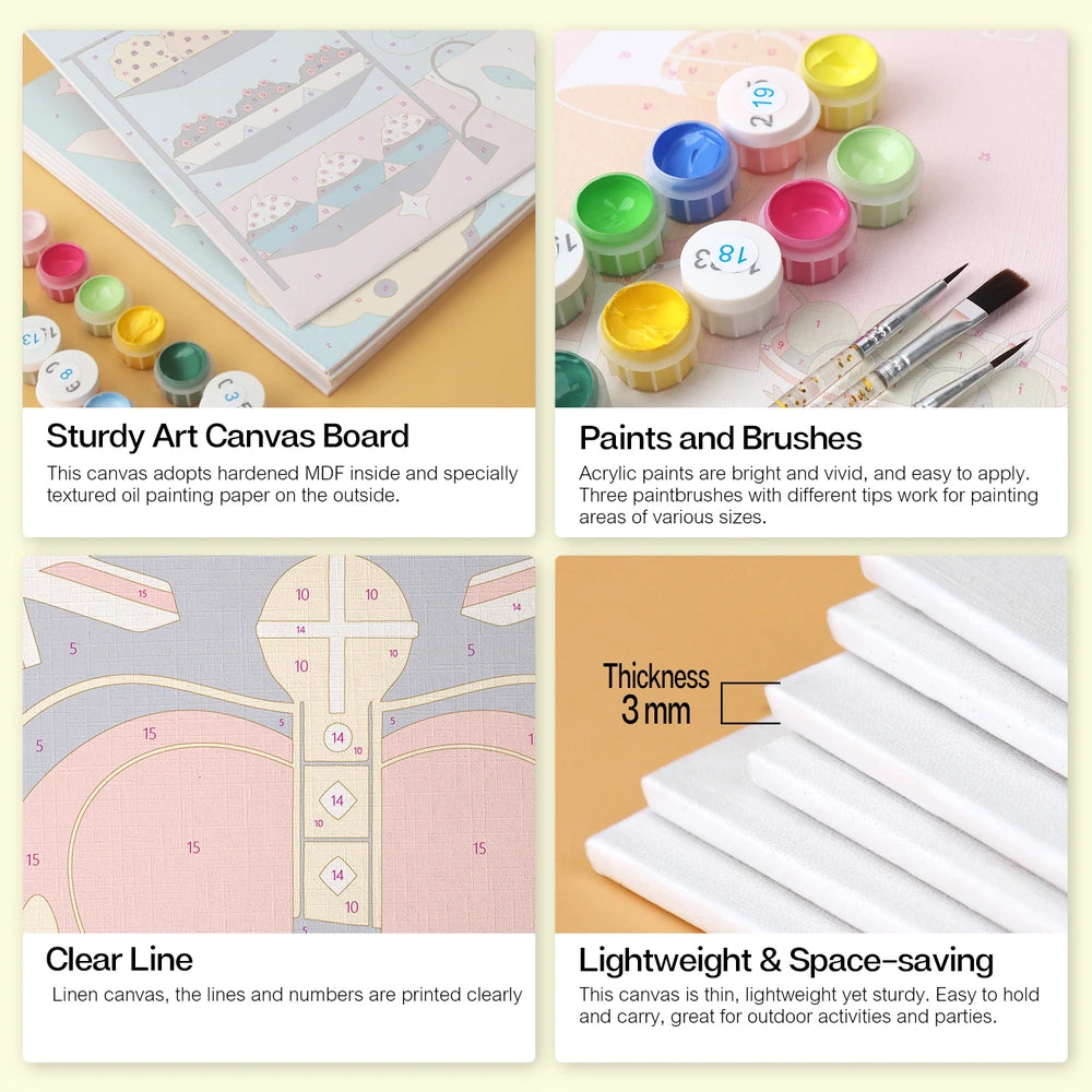 Paint by Numbers – 6 Mini Paintings | London Tea Time Squares (Square)
