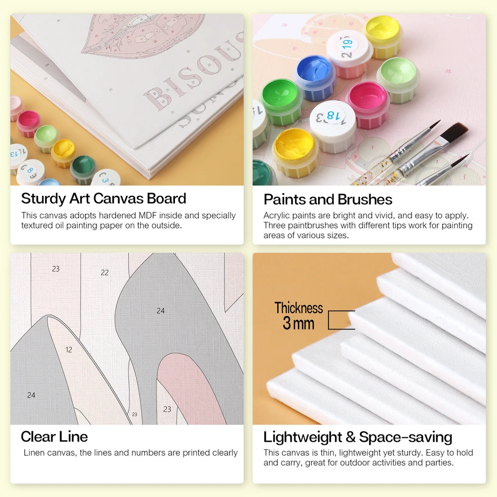 
Paint by Numbers – 6 Mini Paintings | Parisian Chic Squares (Square)