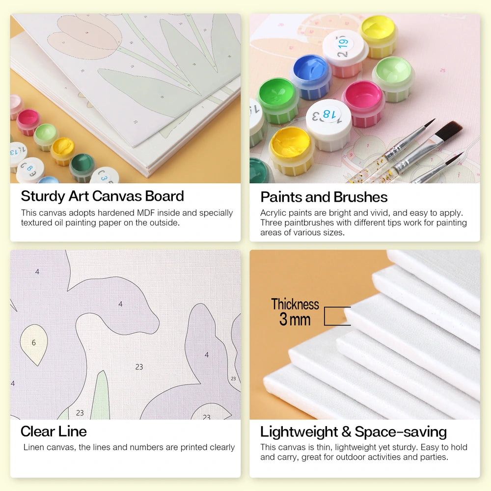 
Paint by Numbers – 6 Mini Paintings | Simple Garden Blooms (Square)