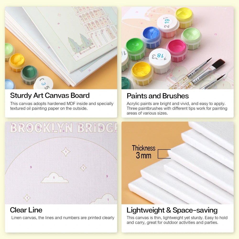 Paint by Numbers – 6 Mini Paintings | World Landmark Travel Posters