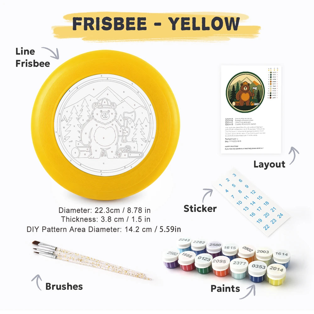
Paint by Numbers - Frisbee | Camping Bear with an Axe