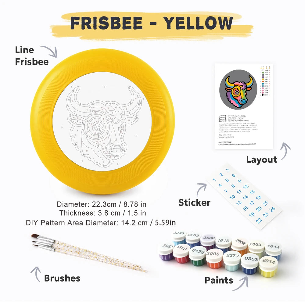 
Paint by Numbers - Frisbee | Colorful Bull Head