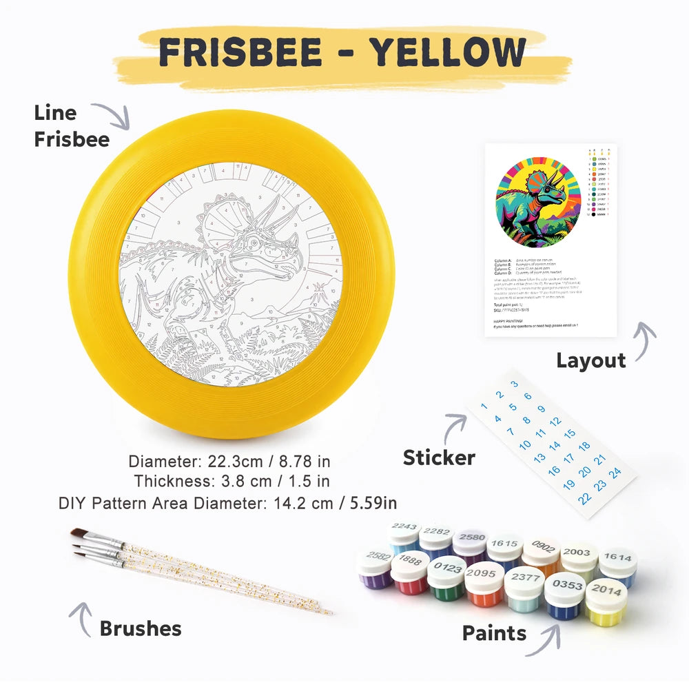 
Paint by Numbers - Frisbee | Rainbow Triceratops