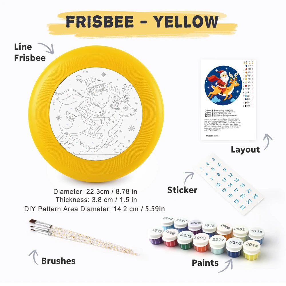 
Paint by Numbers - Frisbee | Santa and Reindeer in the Sky