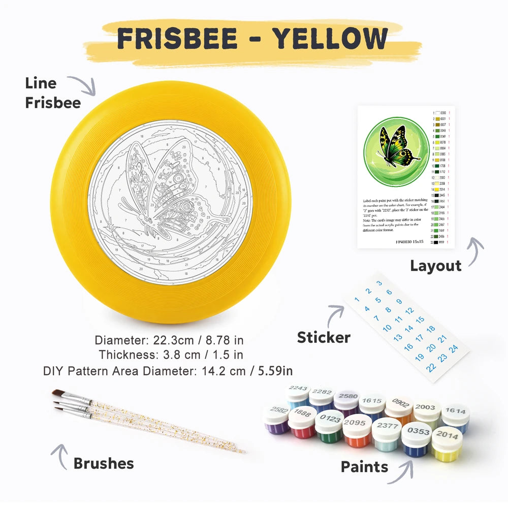 Paint by Numbers - Frisbee | Spotted Butterfly in Green