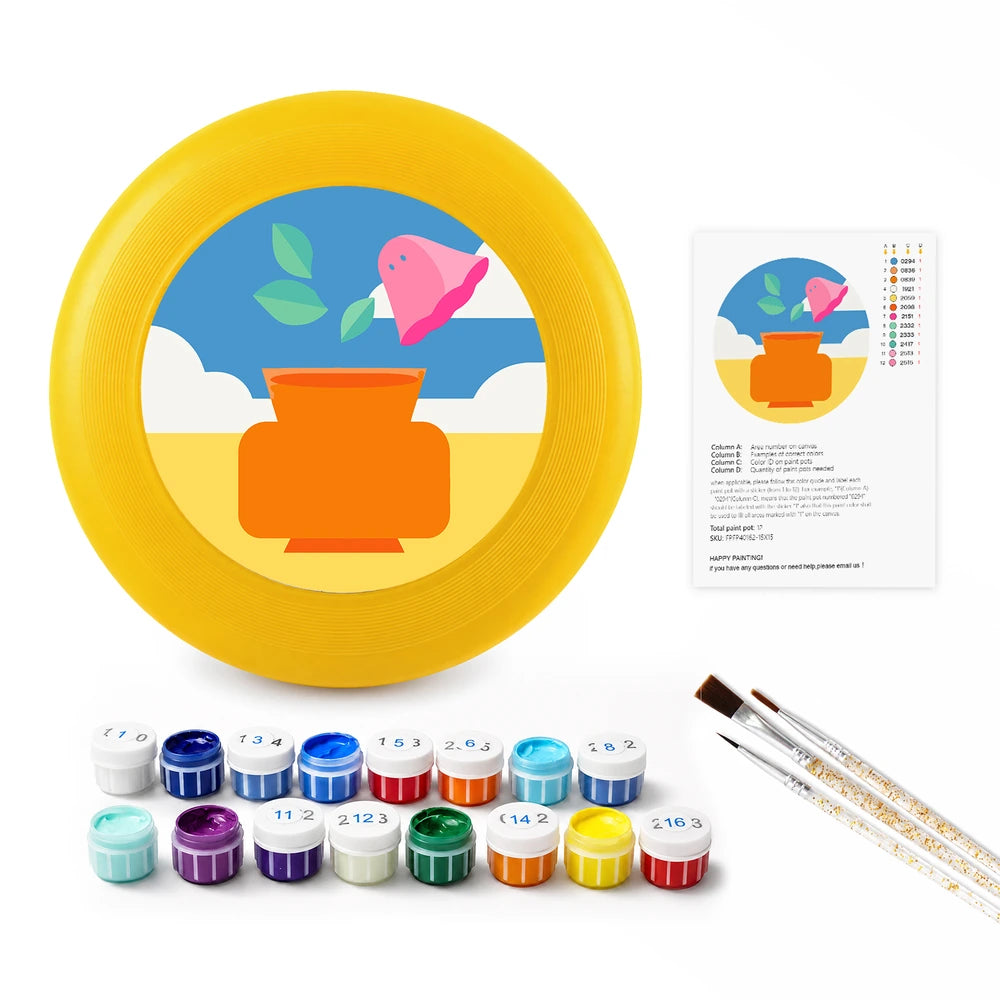 
Paint by Numbers - Frisbee | Vase with a Bird