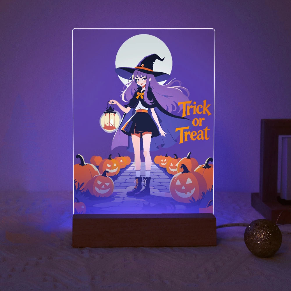 
Paint by Numbers - Halloween Light | Witch with Lantern at Full Moon