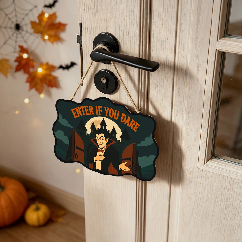 Paint by Numbers - Wooden Door Hanger | Enter If You Dare Vampire