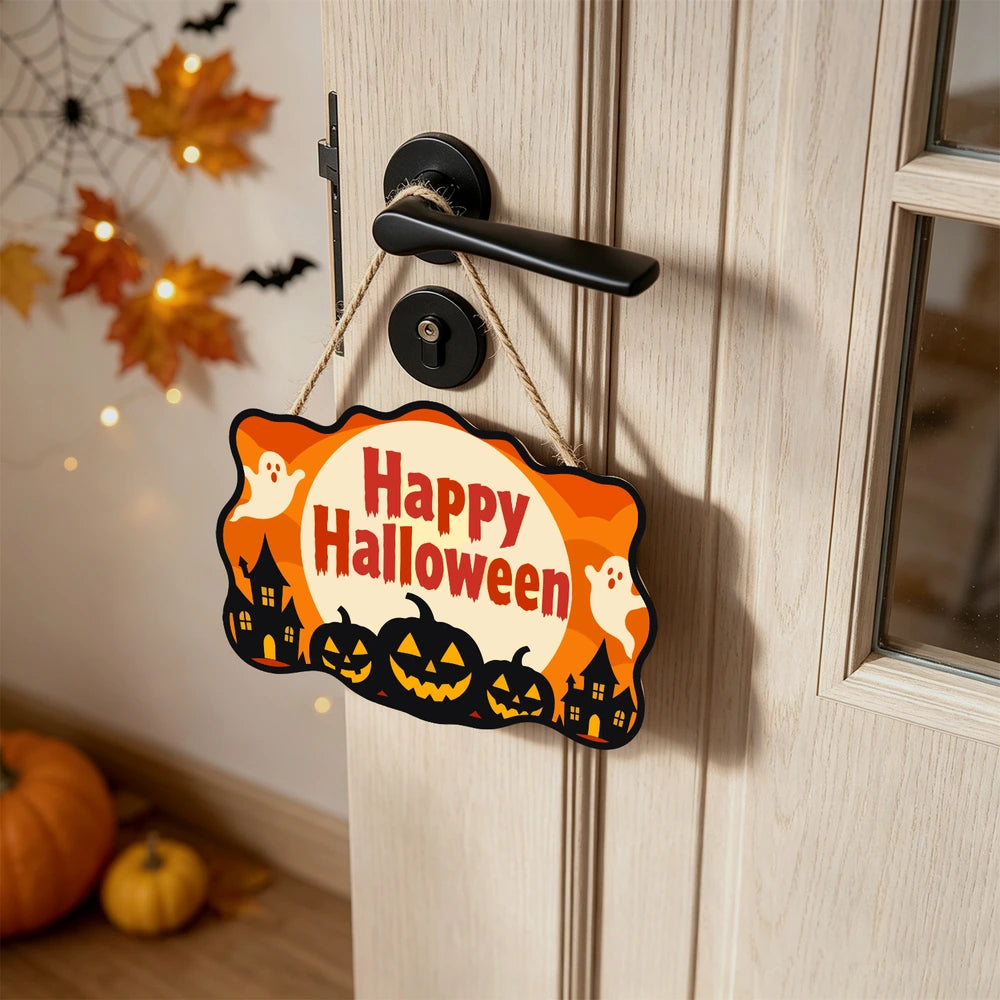 
Paint by Numbers - Wooden Door Hanger | Happy Halloween Ghosts Over the Town