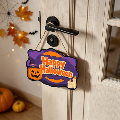 Paint by Numbers - Wooden Door Hanger | Happy Halloween Pumpkin and Candles