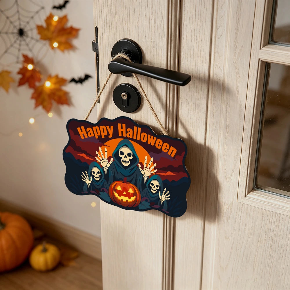 Paint by Numbers - Wooden Door Hanger | Happy Halloween Reaper Trio