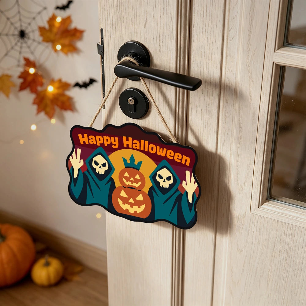 Paint by Numbers - Wooden Door Hanger | Happy Halloween Reapers at Sunset